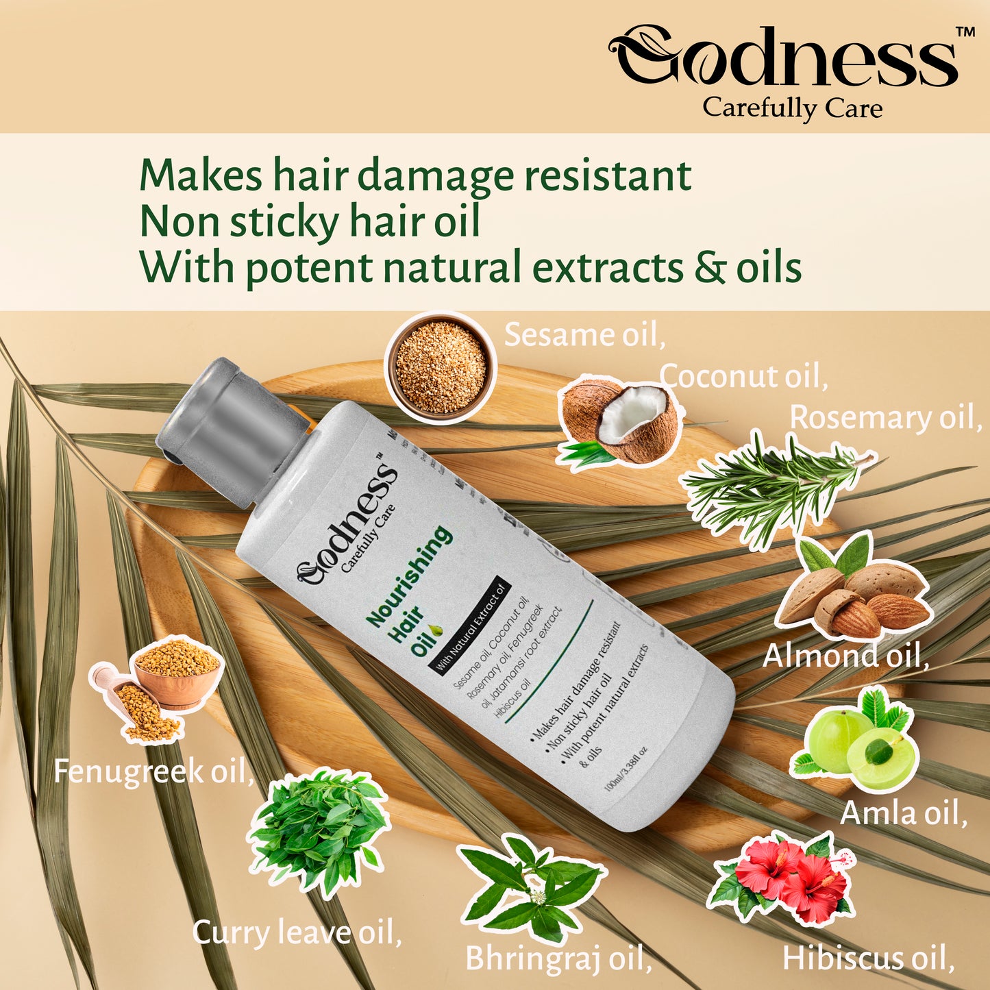 Nourishing Hair Oil with Sesame, Coconut, Rosemary & Herbal Extracts
